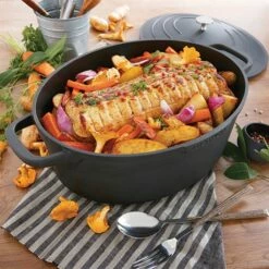 Lot Cocotte Légère Ovale En Fonte D'aluminium 32 Cm Coloris Noir Et Deux Maniques Silicone -DE BUYER Ventes 209012 3 3 Lot cocotte legere ovale en fonte d aluminium 32 cm coloris noir et deux maniques silicone Mathon