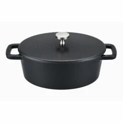 Mini Cocotte En Fonte émaillé Ovale Black Design 12,5 Cm Noir Mat