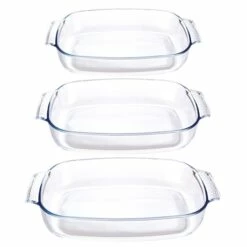 Set De 3 Plats à Four Rectangulaires En Verre Borosilicate