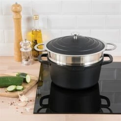 Lot Cocotte Légère Ronde Fonte Aluminium 24 Cm 4,5 L Et Panier Vapeur Multidiamètre -DE BUYER Ventes 279166 2 5 Lot cocotte legere ronde fonte aluminium 24 cm 4 5 L et panier vapeur multidiametre Mathon