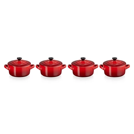Le Creuset Set 4 Mini-cocottes Céramique 10 Cm Cerise 3 Le Creuset Set 4 Mini-cocottes Céramique 10 Cm Cerise