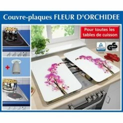 Set 2 Couvre-plaques Protection Motifs Orchidée -DE BUYER Ventes 62346 2 1 Set 2 couvre plaques protection motifs Orchidee Wenko by Maximex