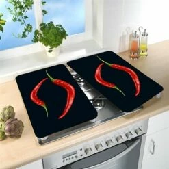 Set De 2 Couvre Plaques Protection Motifs Piments