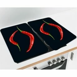 Set De 2 Couvre Plaques Protection Motifs Piments -DE BUYER Ventes 62352 2 4 Set de 2 couvre plaques protection motifs Piments Wenko by Maximex