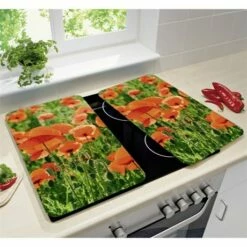 Set 2 Couvre-plaques Protection Motifs Coquelicot