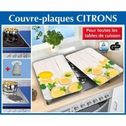 Set 2 Couvre-plaques Protection Motif Citrons -DE BUYER Ventes 62386 2 3 Set 2 couvre plaques protection motif Citrons Wenko by Maximex