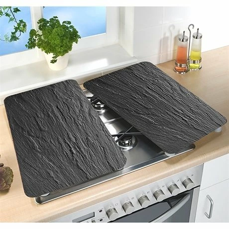 Set 2 Couvre-plaques Protection En Verre Motifs Ardoise 3 Set 2 Couvre-plaques Protection En Verre Motifs Ardoise