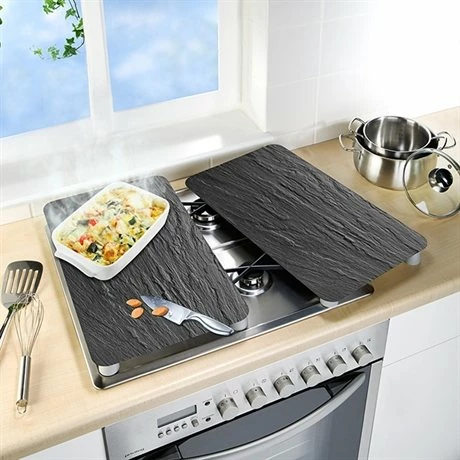 Set 2 Couvre-plaques Protection En Verre Motifs Ardoise 5 Set 2 Couvre-plaques Protection En Verre Motifs Ardoise â Image 3