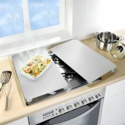 Set De 2 Couvres Plaques Argent 30 X 52 Cm -DE BUYER Ventes 628009 2 4 Set de 2 couvres plaques argent 30 x 52 cm Wenko by Maximex