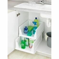 Set De 2 Casiers De Rangement Pliables Avec Glissières -DE BUYER Ventes 653522 3 4 Set de 2 casiers de rangement pliables avec glissieres Wenko by Maximex