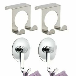 Lot 2 Crochets De Porte + 2 Crochets Muraux