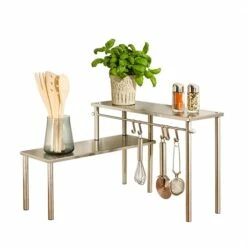 Étagère Angle 2 étages En Acier Inoxydable